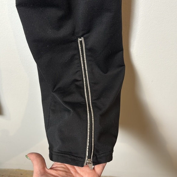 Nike Training Women Black White Stripe Tech Fleece Dri-Fit Zippered Ankle Pants - Picture 7 of 11
